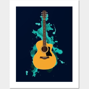 Auditorium Style Acoustic Guitar Natural Finish Posters and Art